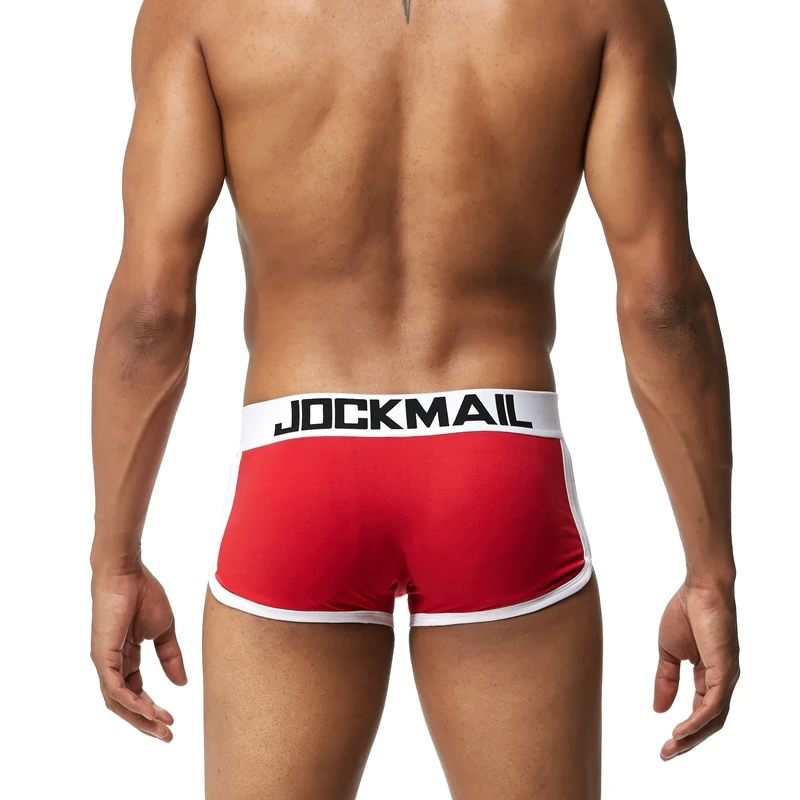 JOCKMAIL, фирменное Мужское нижнее белье, боксеры, плавки с сексуальным мешочком для пениса, усиление выпуклости спереди+ сзади, Двойная съемная чашка пуш-ап