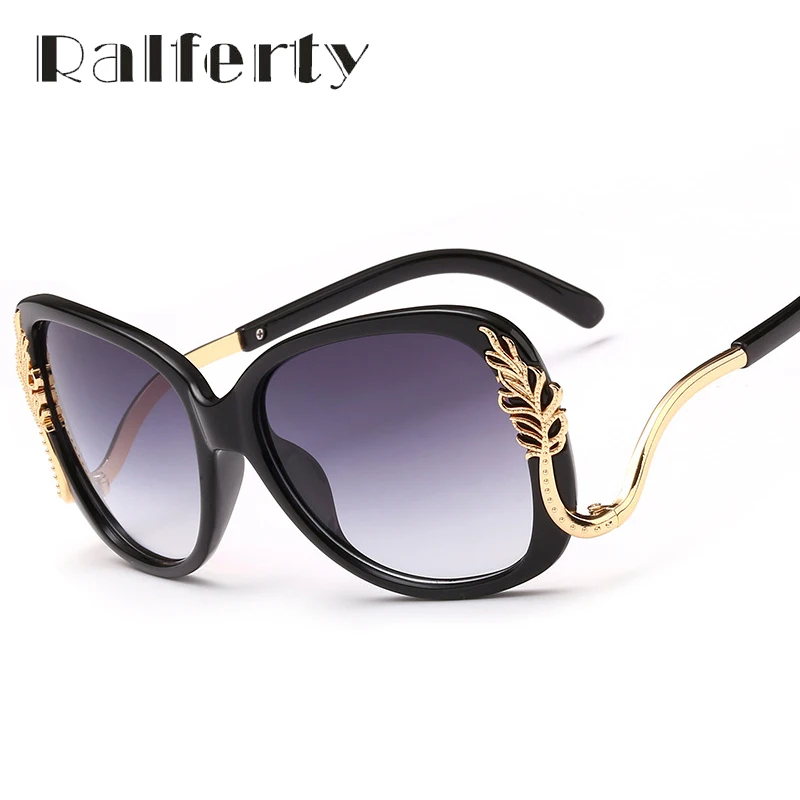 

Ralferty Vintage Ladies Oversized Sunglasses Women Brand Designer Gradient uv400 Sun Glasses For Woman Black Oculos lunette A50