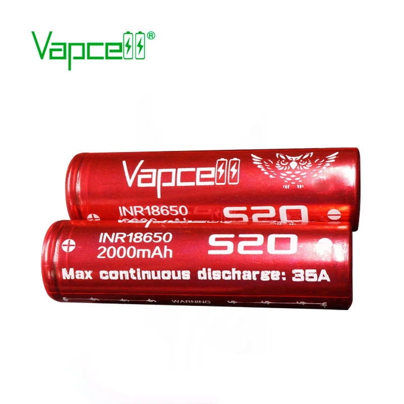 Vapcell INR18650 2000mah 35A S20 li lon Аккумулятор Перезаряжаемый 3,7 v с застежкой-молнией чехол для фонарика