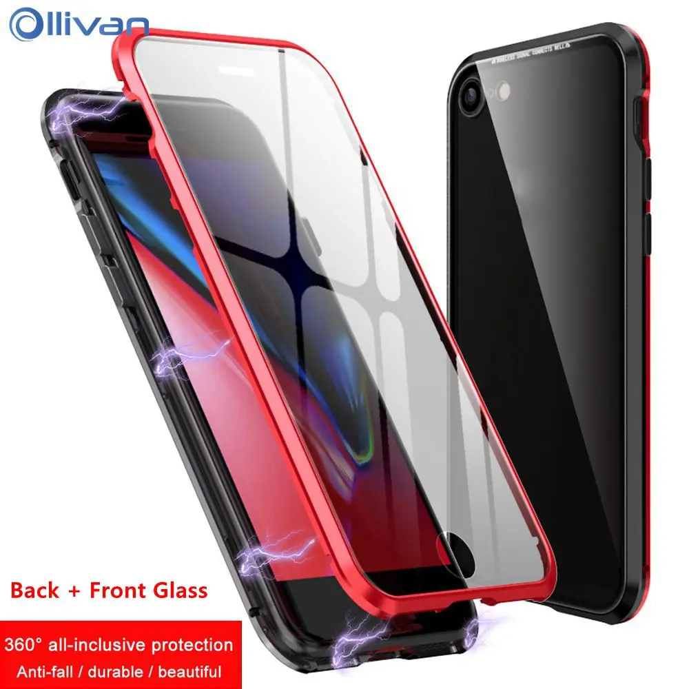 

360 Full Protection Case For iphone XS MAX Case Magnetic Metal Frame Case Cover For iphone X 7 8 6 6s Plus XR XS With Front Film