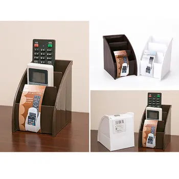 

Desktop Storage Case White/Brown Home Decor Practical Remot Storage Holder Office Plastic Multi-Functional
