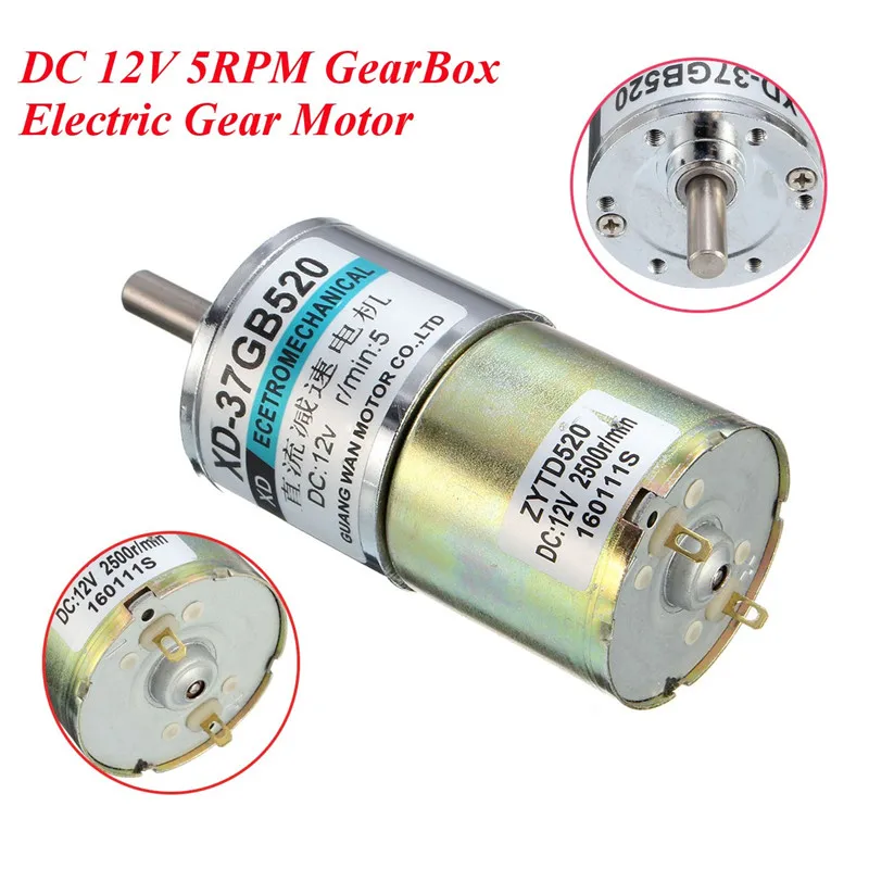 

DC 12V 5RPM Electric Gear Motor 6mm Shaft High Torque Speed Reduce Gear Motor
