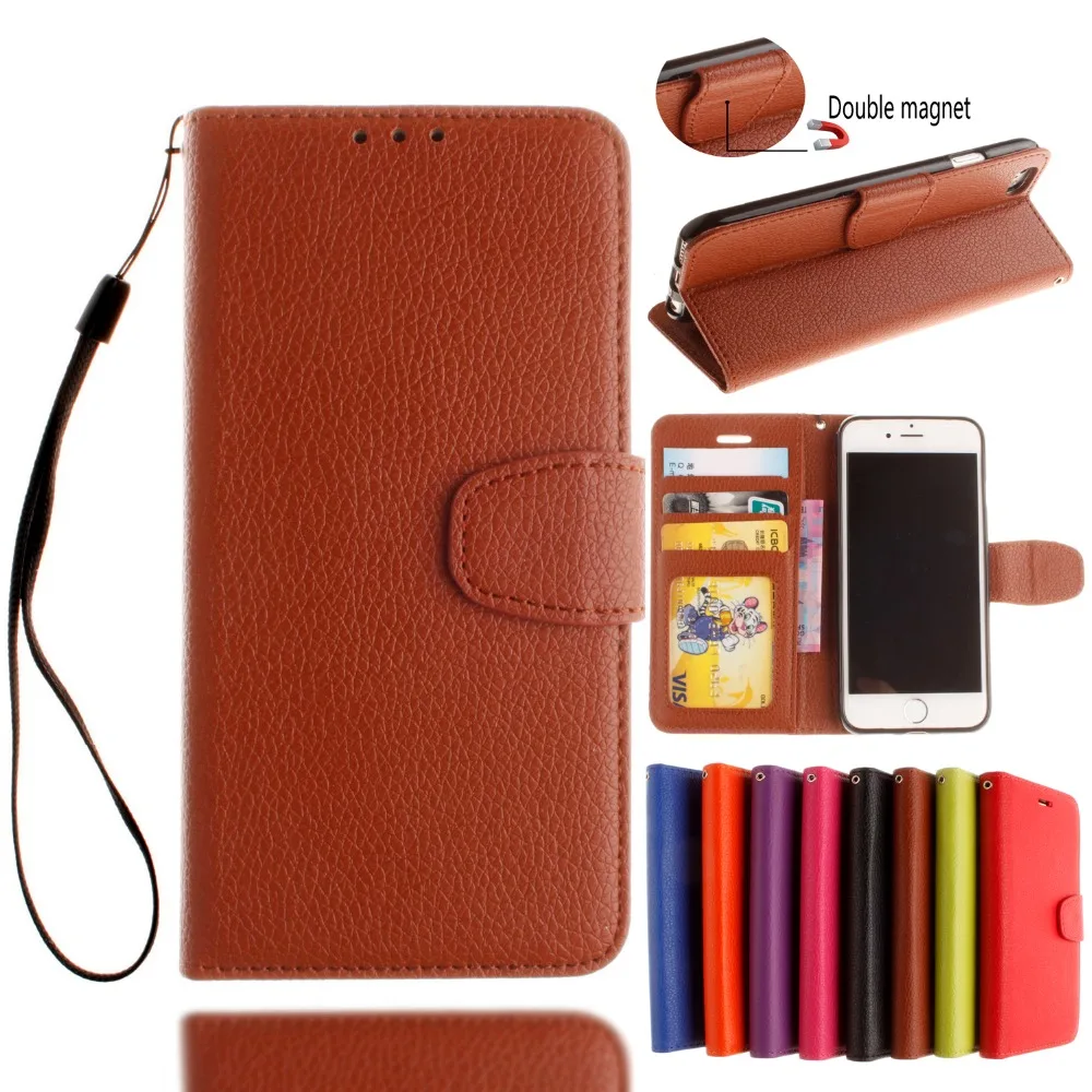 ДЛЯ iphone 5 5s se 6 S ПЛЮС 7 Lechee Фоторамка Кредитных карт Бумажника Стенд кожаный case cover