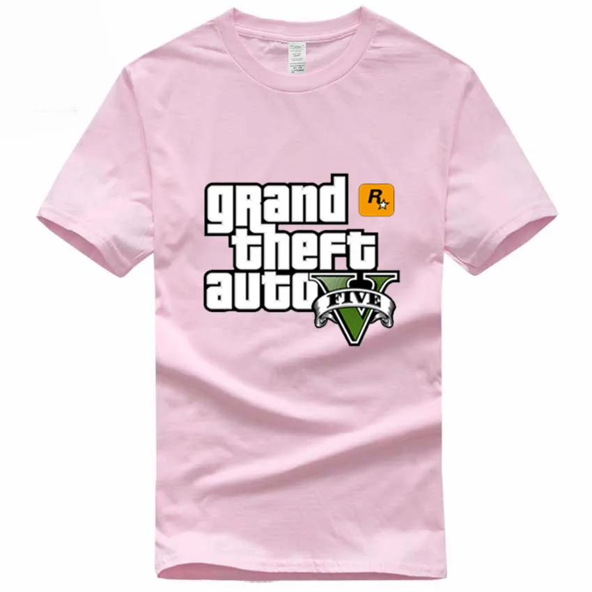 Игра Gta 5 хлопковые футболки Grand Theft Auto футболка Camisetas Hombre Gta Vice City футболка Homme GMT005 - Цвет: Pink B