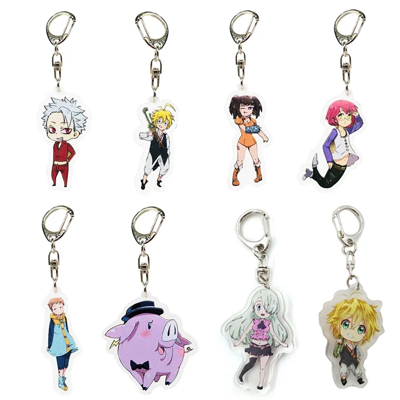 

8 Styles Acrylic Keychain Anime The Seven Deadly Sins Meliodas Elizabeth Liones Transparent Double-sided Pendant Keychain 55mm