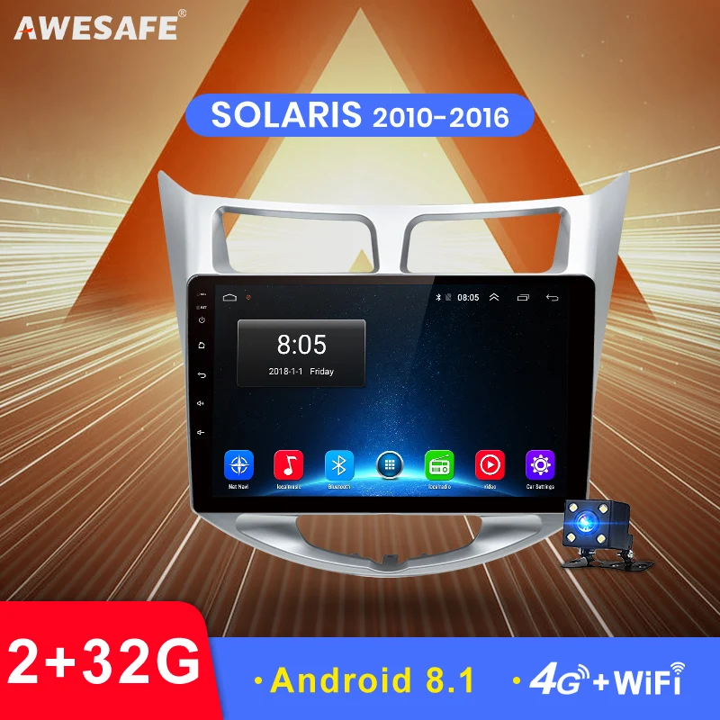 AWESAFE Автомобильный мультимедийный плеер DVD для Hyundai Solaris Verna Accent 2010 2011 2012 2013 2016 GPS