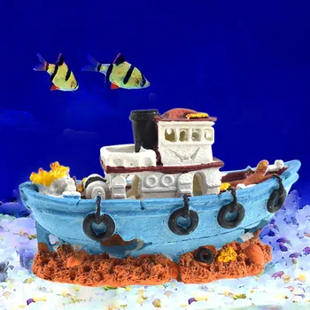 

Pirate Ship Fish Tank Ornament Aquarium Landscaping Shipwreck Ship Fishing Boat Simulation Resin Fish Tank Ornament Accessories