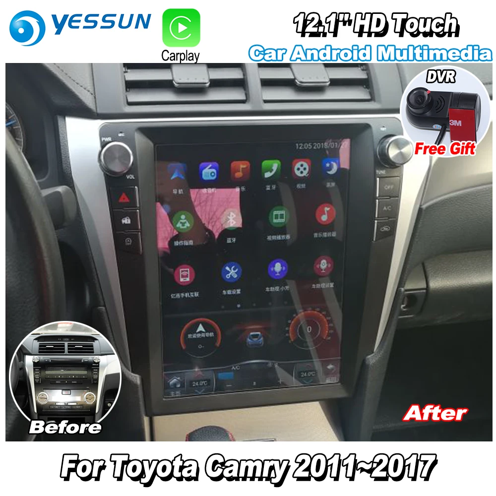 Yessun 12 1 Hd Vertical Screen For Toyota Camry 2017 Car Yessun 12 1 Hd Vertical Screen For Toyota Camry 2017 Car Radio Android Carplay Gps Navi Maps Camera Dvr Touch Dvd