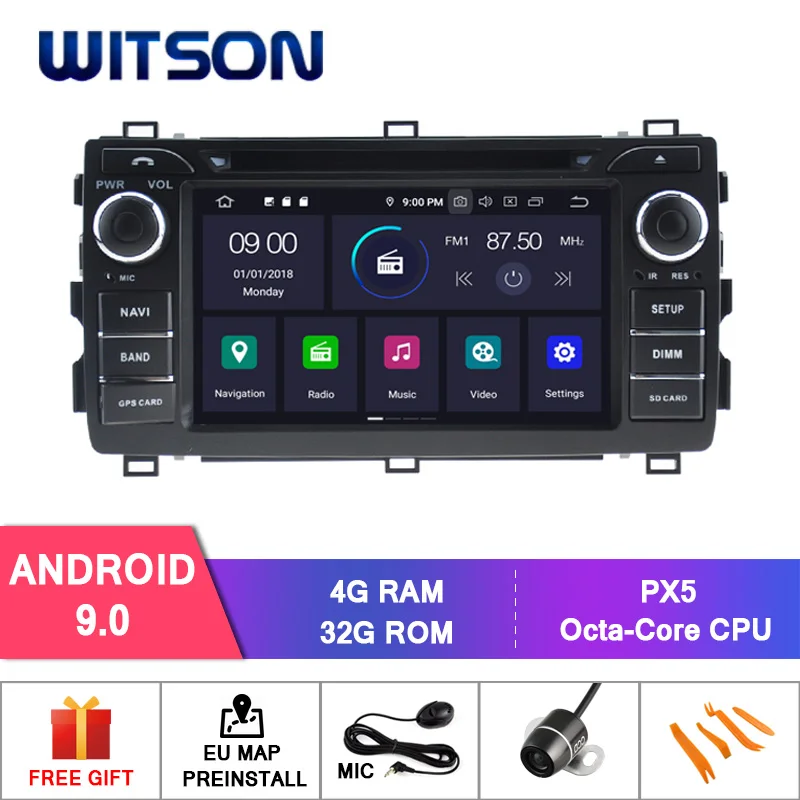 WITSON Android 9,0 ips HD экран для TOYOTA AURIS 2013 автомобильный dvd-радио GPS 4 Гб ОЗУ+ 32 Гб Вспышка 8 Восьмиядерный стерео+ DVR/wifi+ DSP+ DAB