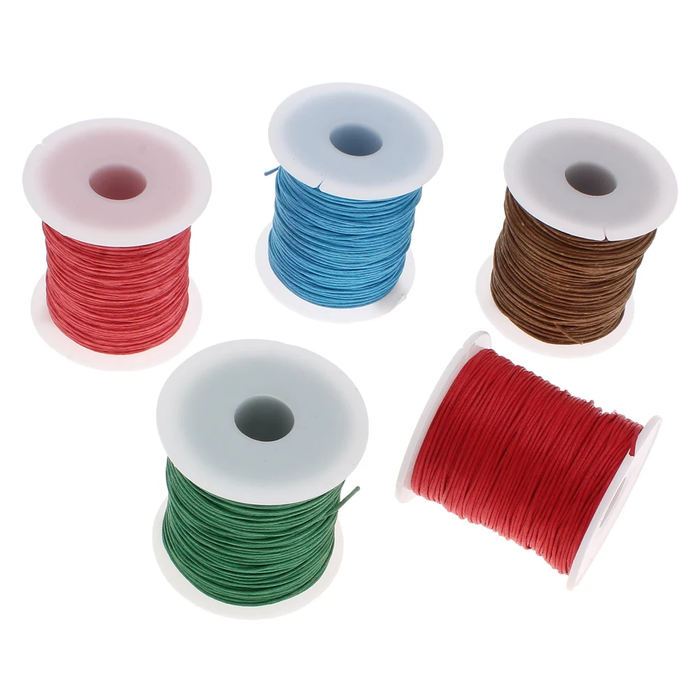 

YYW 100Yards 1mm Wax Cord Vintage Waxed Cotton Cord with plastic spool Jewelry Making DIY for Bracelet Necklace Waxed Cord Spool