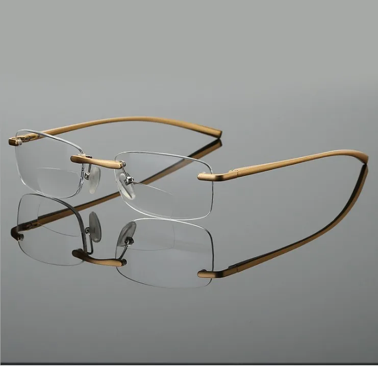 WEARKAPER, бифокальные очки для чтения из золотого сплава, для мужчин и женщин, без оправы, алюминиевая оправа, диоптрические очки для дальнозоркости 1,25 1,75 - Цвет оправы: Золотой