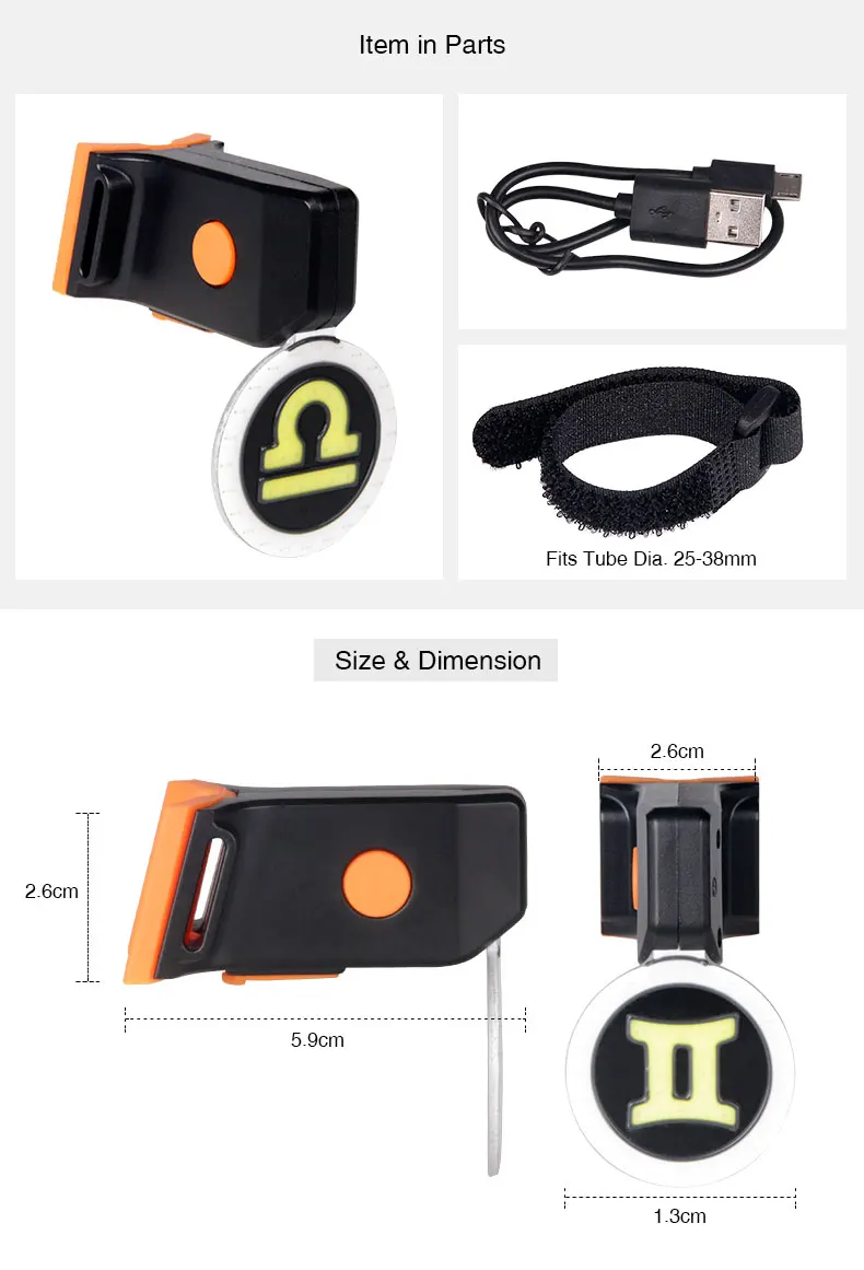 Clearance Deemount BCL211 Bicycle Tail Light 12 Zodiac Sign Patterns Bike Visual Warning Lamp USB Charge Dual Light 7 Modes Mode Memory 1 Clearance Deemount BCL211 Bicycle Tail Light 12 Zodiac Sign Patterns Bike Visual Warning Lamp USB Charge Dual Light 7 Modes Mode Memory 1