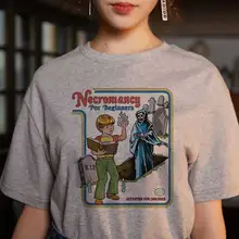 Kpop coreano Tops mujer camiseta Ulzzang Streetwear 80s divertida camisa 90s Vintage Necromancy para principiantes impreso camiseta mujeres