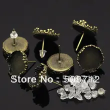 500 шт./партия бронзовая серьга с пробками 15x13 мм(подходит 12 мм), основа для серег, пустые серьги