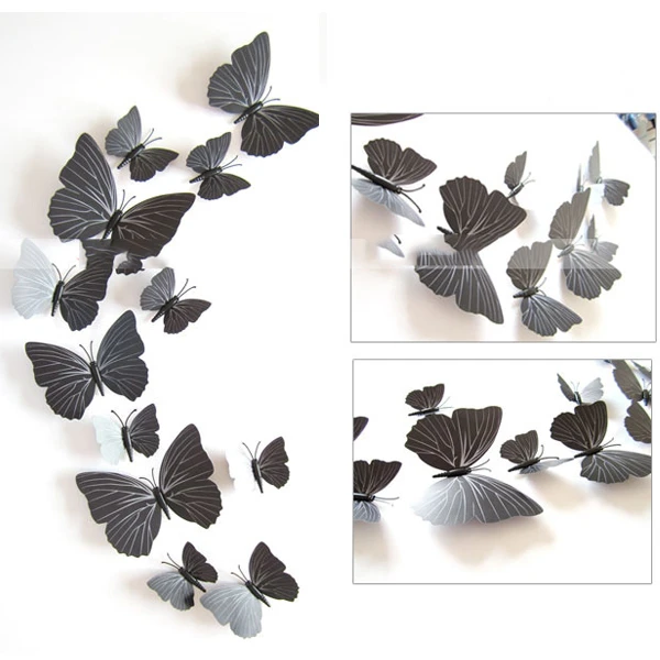 Download 3d Butterfly Wall Stickers 12pcs Butterflies Art Diy Decorations Wall Decals Black White Rose Color Home Decors Wall Sticker Stickers Hood Sticker Advertising For Carsstickers Patches Aliexpress