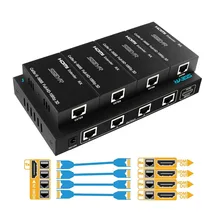 SGEYR 4 Port HDMI Extender Splitter over Cat5 Cat6 196ft HDMI Extender 60m support 1080P 3D
