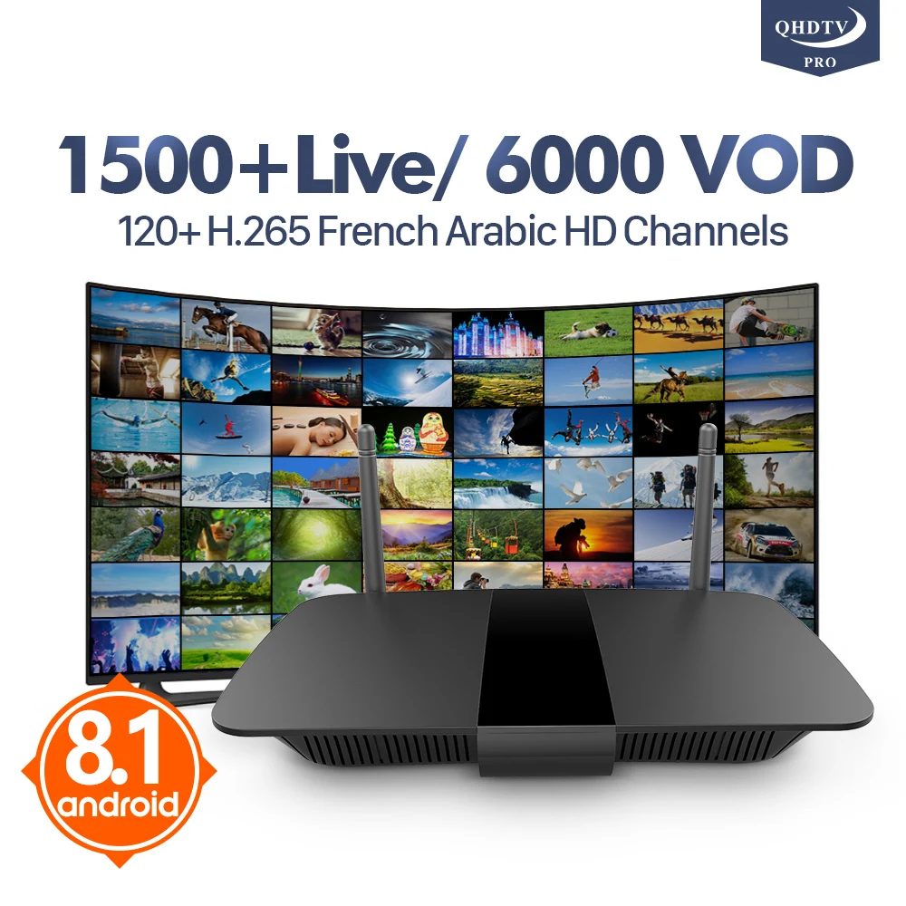 

4K IPTV Code 1 Year Italia France H.265 Decoder IPTV Android 8.1 Q1504 TV Receiver With QHDTV Pro IPTV France Arabic IP TV