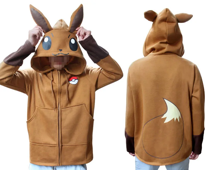 Tanie Kostium na halloween Anime Pokemon Eevee bluzy bluzy Cosplay kurtki wiosna jesień zima płaszcz dla mężczyzn i kobiet odzież na zewnątrz
