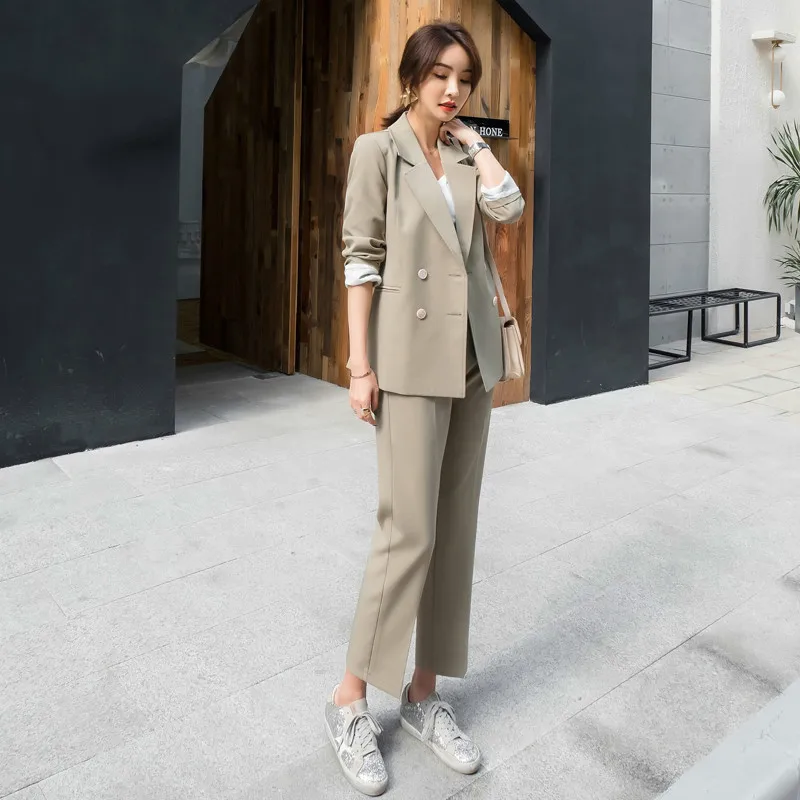

Blazer and pants set for women suits lady suit office High quality double breasted blazer Casual pants suit ladies suit 2019 new