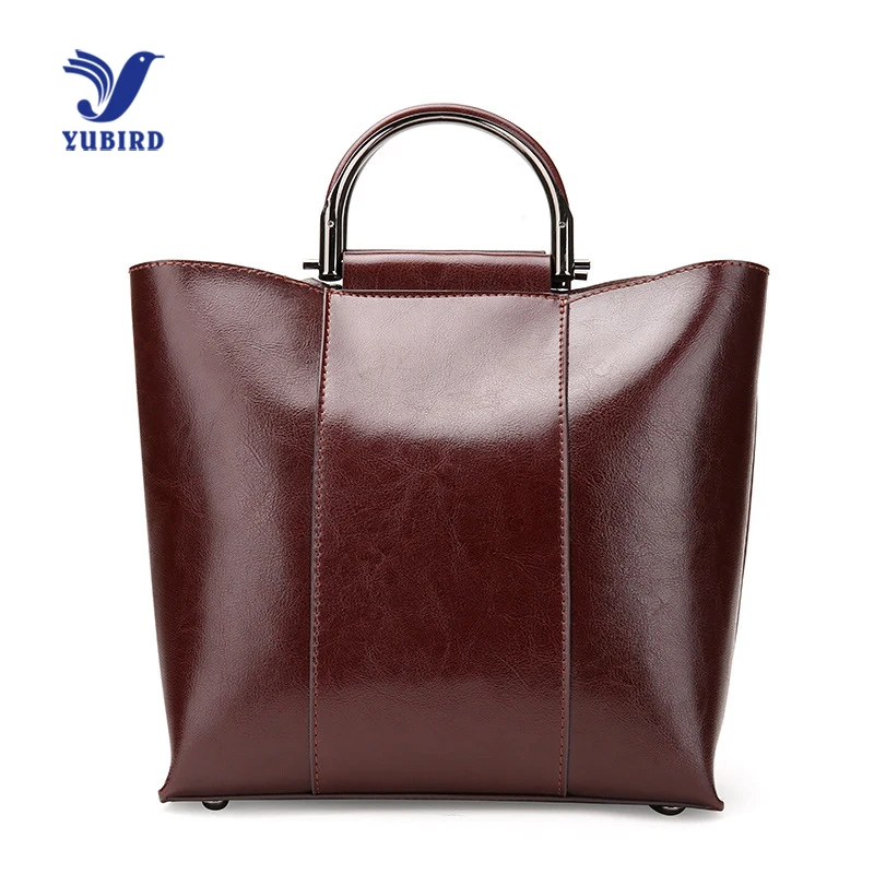 

YUBIRD Luxury Women Vintage Big Handbag Large Tote Bag Short Metal Handle Wax Oil Real Leather Big Handbag bolsos de mano mujer