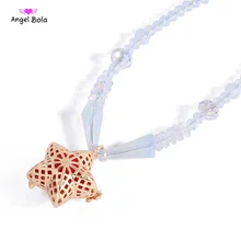 Crystal Necklace with Star Design Aromatherapy Pendant Essential Oil Locket with Fragrance Ball Perfume Cage Jewelry L153
