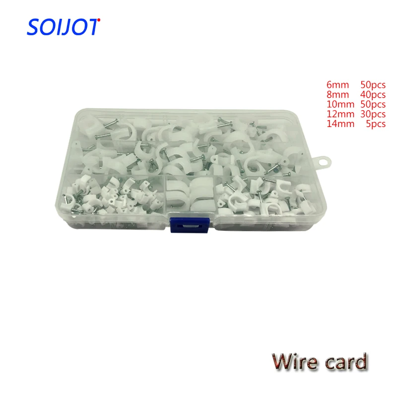 

1set wire card 6mm 8mm 10mm 12mm 14mm circle path circle cable clips cable nail wire clips