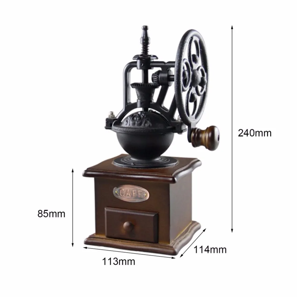 Винтажный стиль ручной кофемолка деревянная Бытовая кофемолка шлифовальный колесо обозрения Дизайн Ручная кофемашина