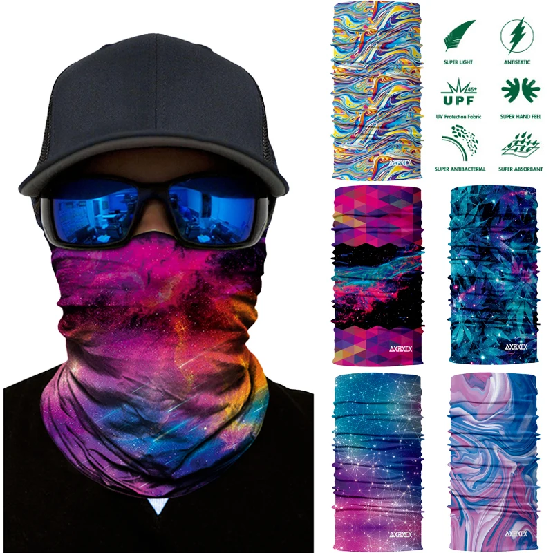 

3D Galaxy Print Seamle Balaclava Scarf Neck Warmer Neck Gaiter Half Face Mask Head Bandanas Shield Headband Headwear Men Women
