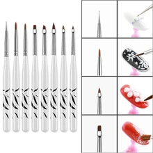 8 видов стилей Набор щеточек для ногтей с различной головкой кисти белая ручка перо для рисунка на ногтях Набор Профессиональный инструмент для дизайна ногтей LCR