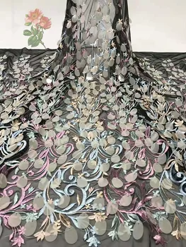 

2019 high quality embroidery lace sequins African lace fabric French mesh suitable for autumn and winter dress skirt DIY clothin