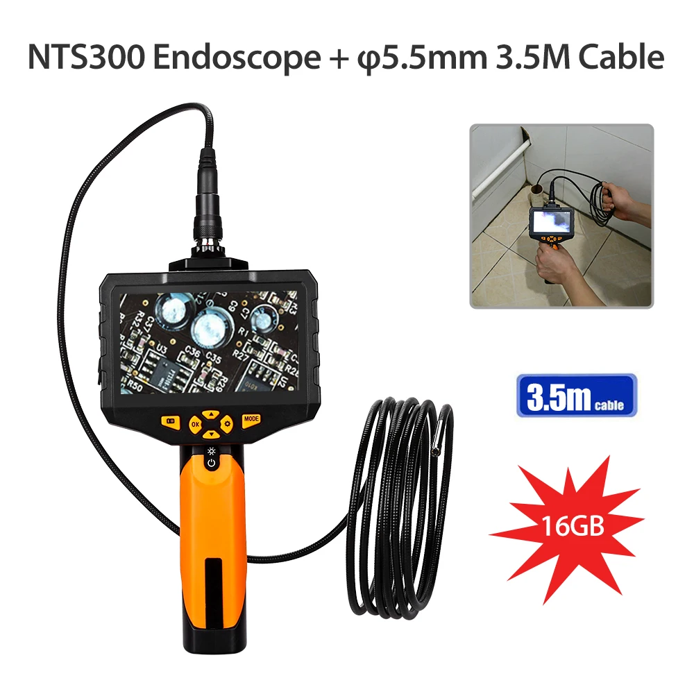 

Eyoyo NTS300 4.3" Color LCD Display Monitor 5.5mm Snake Inspection Endoscope 6 LEDS Borescope 3.5mm Tube Camera inspectiecamera