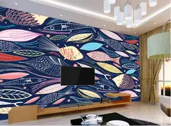 Пользовательские фрески фото 3d обои нетканый настенные линии рисунок рыбы Deep Sea мировой живописи 3D стены комнаты обоями конструкции