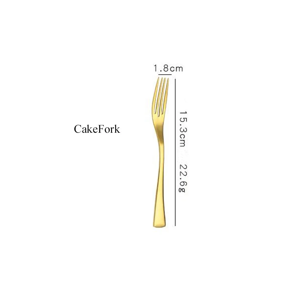 Набор столовых приборов Золотой столовый сервиз классический Ресторан из нержавеющей стали кухонная Свадьба Посуда Торта средняя вилка - Цвет: Cake Fork
