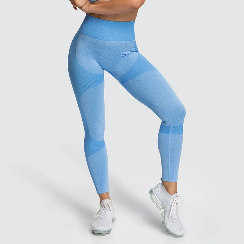 Бесшовные Лоскутные женские леггинсы для фитнеса с эффектом пуш-ап и бедер, однотонные Спортивные Леггинсы, дышащие женские штаны