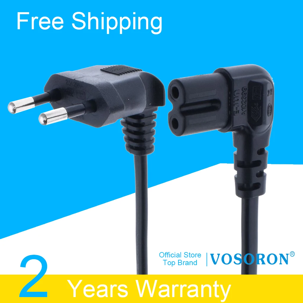 

EU CEE7/16 extension cord, Figure 8 C7 AC power cord EU type right angled 90 degree for samsung Philips Sony LED TV 1M/1.8M/3M