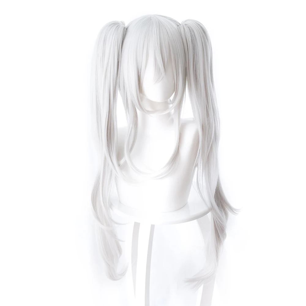 Azur Лэйн Косплей вампира парик 80 см длинные термостойкие синтетические Серебристые белые волосы принадлежности на хеллоуин для косплея