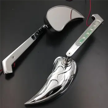 

Chrome LED Turn Signals Light Teardrop Rearview Mirrors For Harley Dyna Wide Glide Softail Sportster XL Touring V-Rod Iron Horse