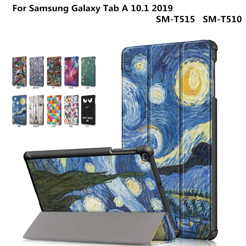 

Sleeve Case For Samsung Galaxy Tab A 10.1 2019 Version T510 T515 SM-T510 Tablet Print Cover Funda Protective Stand Skin Shell