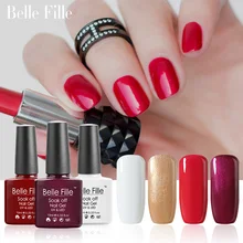 Belle Fille Гель Лак Для Ногтей Bling Золота Сияющий Гели UV LED Blood Red Wine Ногтей Гель Польский Золотой Блеск УФ-Гель Маникюр искусство