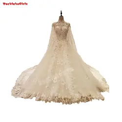 33088 роскошное кружевное тяжелое свадебное платье с высоким воротником нейлоновое кружевное свадебное платье