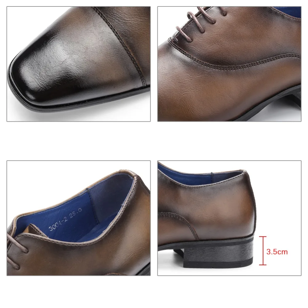 CMT 2019 New luxury brand designer mens genuine leather shoes dark brown lace up breathable business mens formal dress shoes6