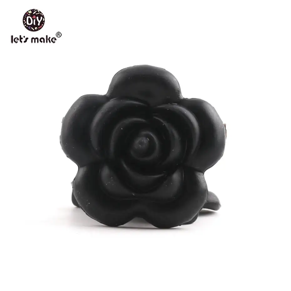 Давайте сделаем силиконовый Прорезыватель ручной работы Прорезыватель в форме цветка из силикона ожерелье сенсорная игрушка DIY браслет 10 шт.(BPA free) Прорезыватель - Цвет: black