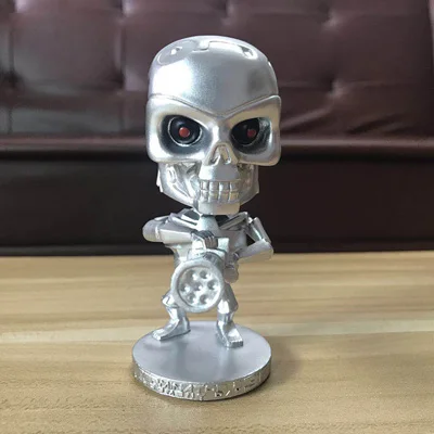 

Hot Sci-Fi Film Arnold The Terminator Judgment Day Endoskeleton T-800 3D Cute Head Knocker Bobble Head Action Figure Toys