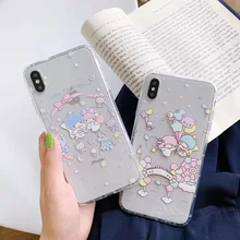 Nuevo patrón lindo de dibujos animados Melody Gemini funda de teléfono para iPhone X XS MAX XR 8 7 6S Plus pintado funda de pareja de tpu transparente divertida