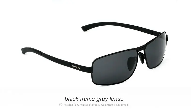 Мужские солнцезащитные очки VEITHDIA, поляризационные, модель 2490 - Цвет линз: Черный