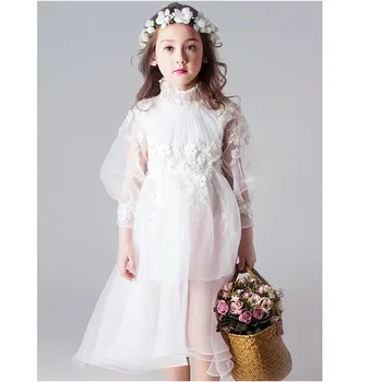 

2019 summer white flower girls dress 12 years old baby toddler clothing formal