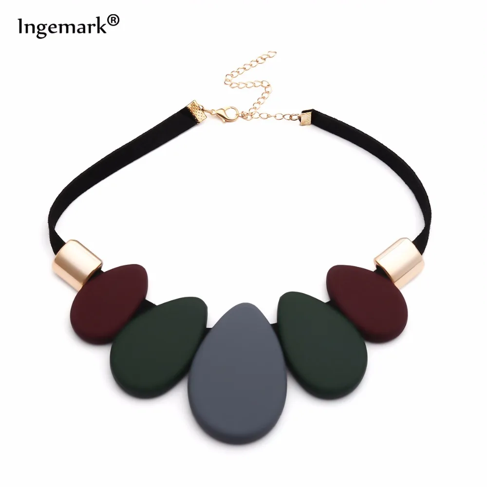 

Fashion Style Elegant Necklace Unique Irregular Geometric Shape Matte Polish Multicolor Pendant Necklaces Women Neckless