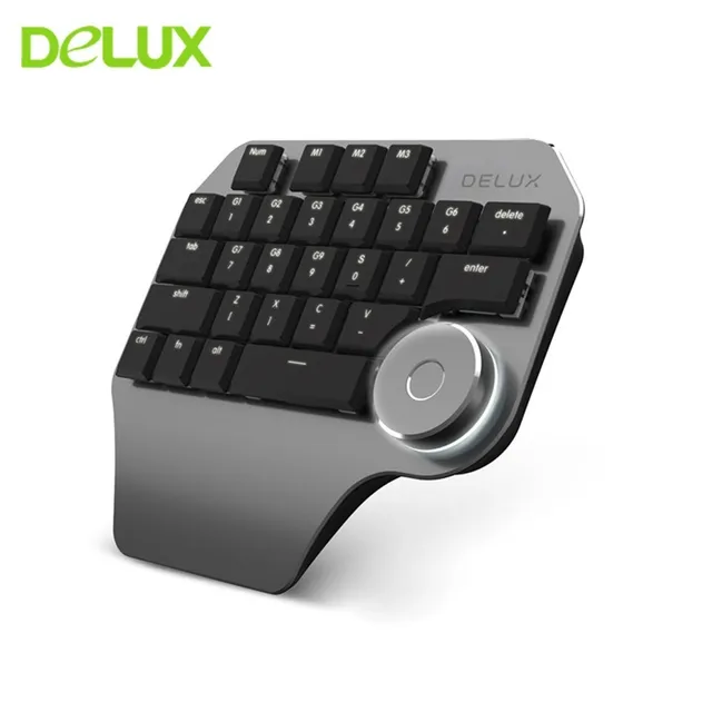 Best Offers Delux T11 Designer Keyboard with Smart Dial 3 Group Customizable Keys Single Hand Mini Gaming Keypad For Gamer Computer PC 