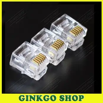 

100pcs/lot Crystal RJ11 6P6C Modular Plug Lan Network Head Adapter Telephone Connector