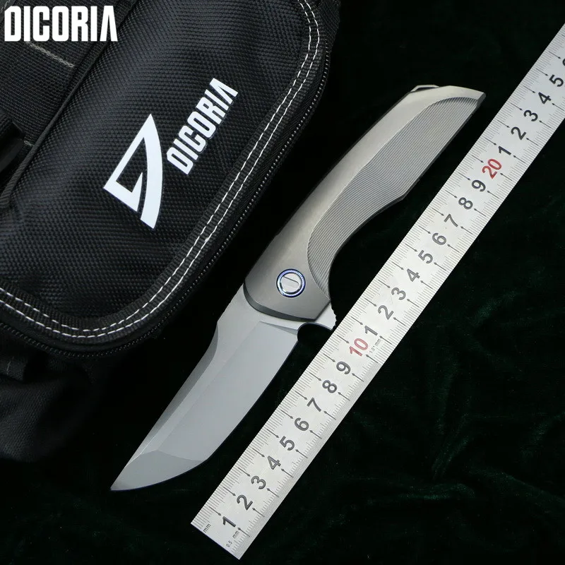 

DICORIA Hakkaido Flipper m390 blade titanium handle folding knife outdoor camping hunting survive pocket fruit knives EDC tools